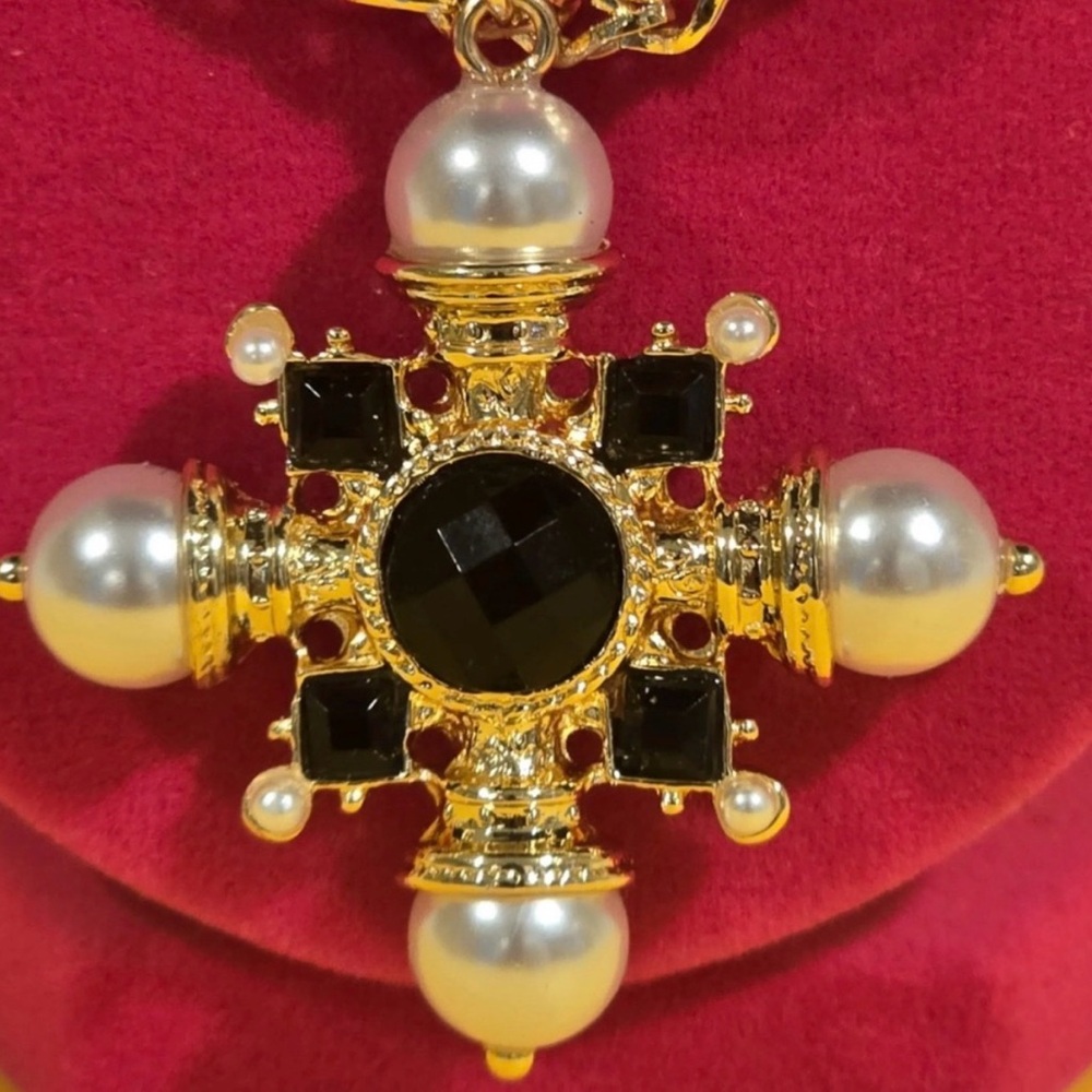 Gold and Black Pendant Necklace